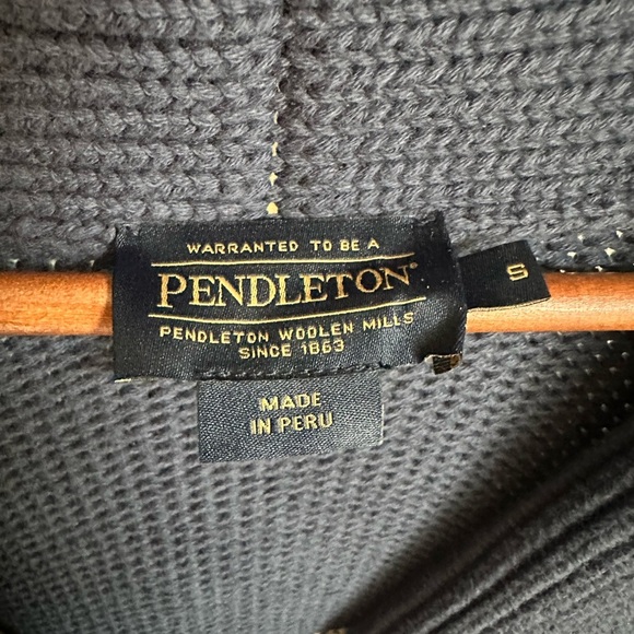 Pendleton Navy Print Knit Alpaca Wool Blend Cardigan Size S - Picture 6 of 6